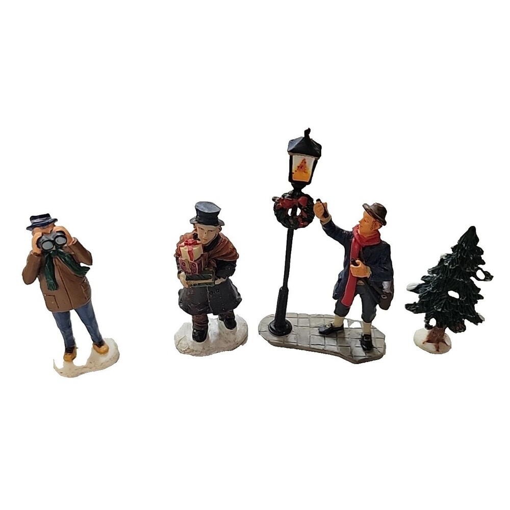 Lemax Christmas Village Figures Accessory Tree Presents lantern light lot
